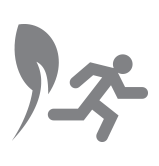 Icon of plant shoot and person running to represent exiting or closing a business
