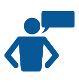Icon of person with speech bubble to represent Consulting and Auditing Services